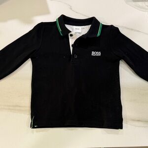 BOSS Kids Polo Shirt in Black with Green Accents